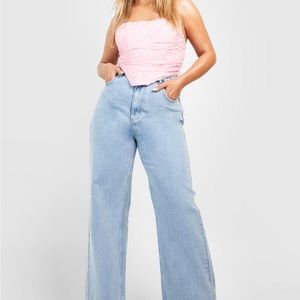 PLUS LACE RUCHED POINTED CORSET TOP